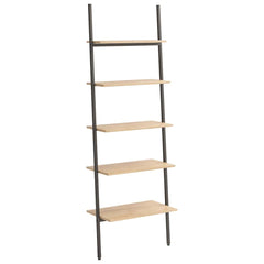 vidaXL Leaning Shelf | Light brown and black | Engineered wood and steel 2