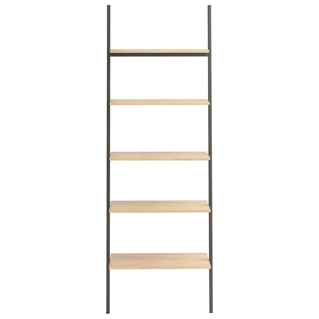 vidaXL Leaning Shelf | Light brown and black | Engineered wood and steel 3