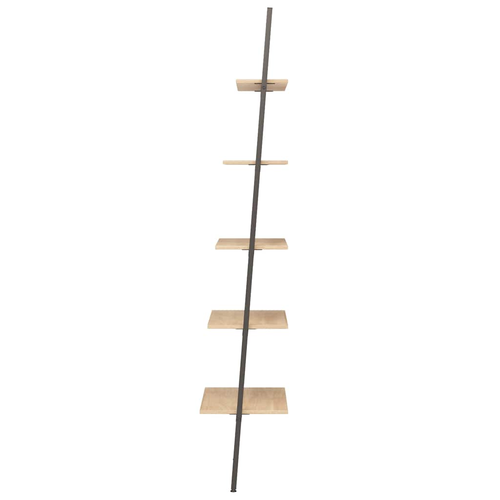 vidaXL Leaning Shelf | Light brown and black | Engineered wood and steel 4