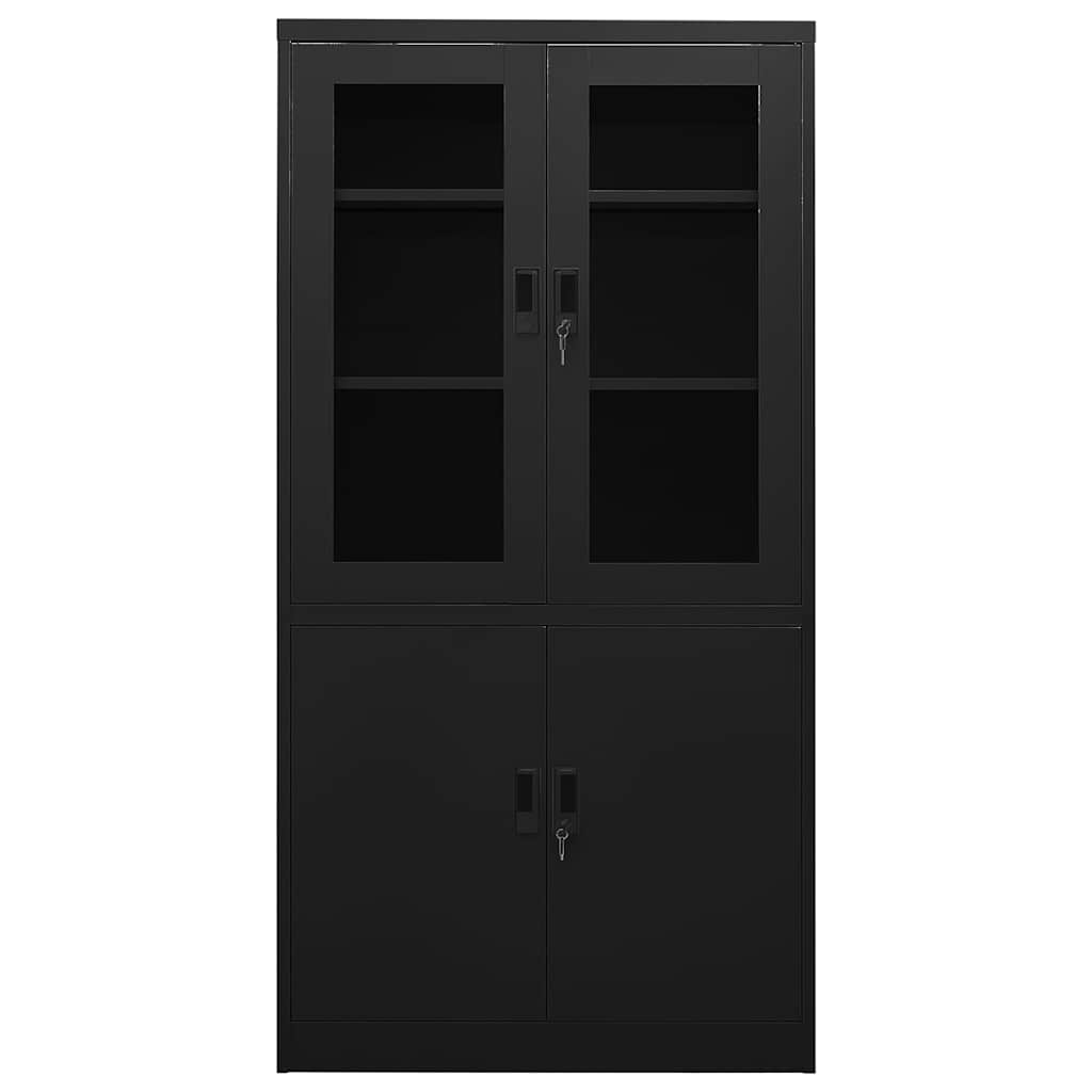 vidaXL Office Cabinet Black 90x40x180 cm Steel 2