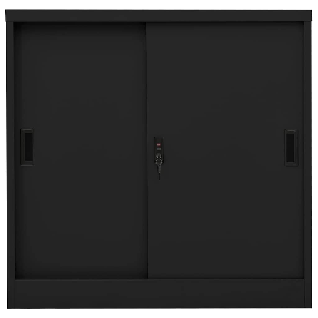 vidaXL Office Cabinet with Sliding Door Black 90x40x90 cm Steel 2