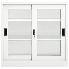 vidaXL Sliding Door Cabinet White 90x40x90 cm Steel 2