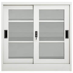 vidaXL Sliding Door Cabinet Light Grey 90x40x90 cm Steel 2
