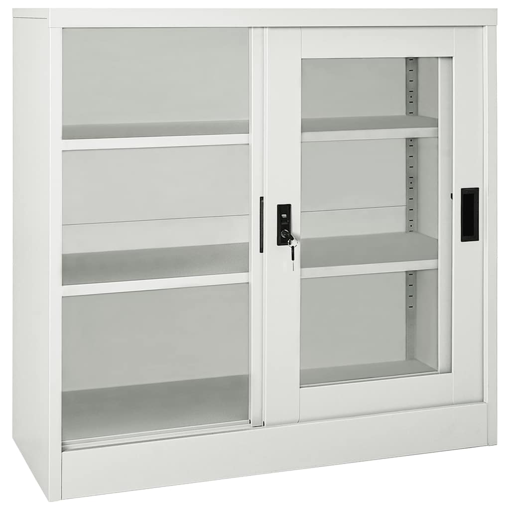 vidaXL Sliding Door Cabinet Light Grey 90x40x90 cm Steel 5