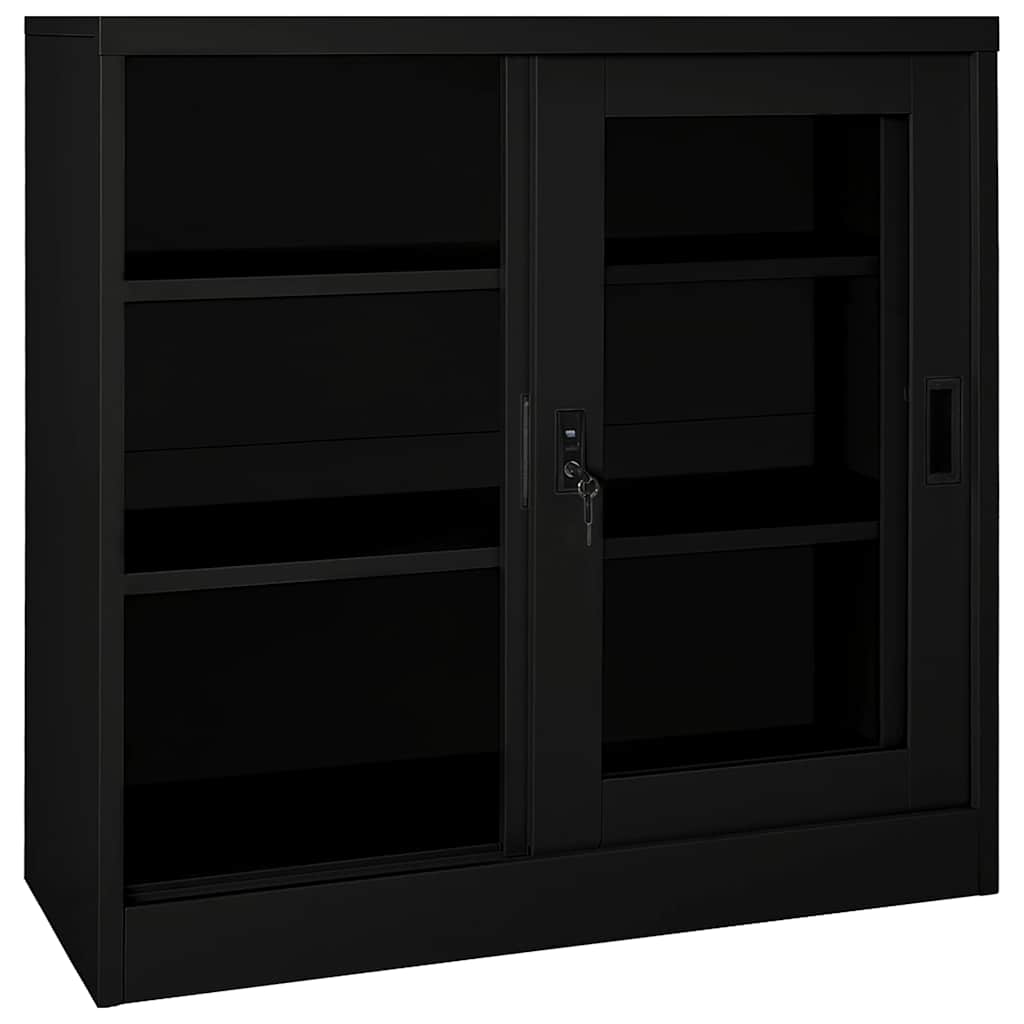 vidaXL Sliding Door Cabinet Black 90x40x90 cm Steel 5