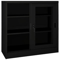 vidaXL Sliding Door Cabinet Black 90x40x90 cm Steel 5