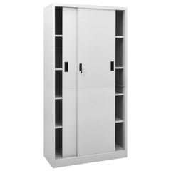 vidaXL Office Cabinet with Sliding Door Light Grey 90x40x180 cm Steel 3