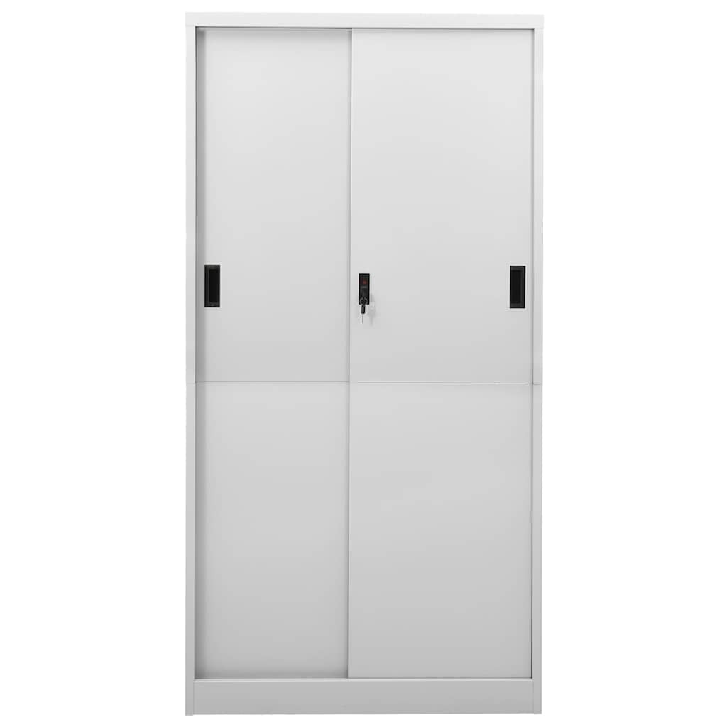 vidaXL Office Cabinet with Sliding Door Light Grey 90x40x180 cm Steel 4