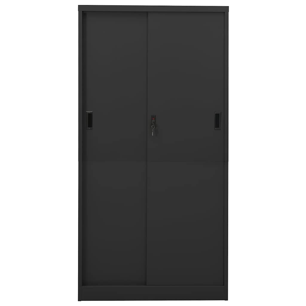 vidaXL Office Cabinet with Sliding Door Anthracite 90x40x180 cm Steel 4