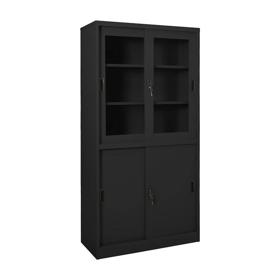 Office Cabinet with Sliding Door Anthracite Steel