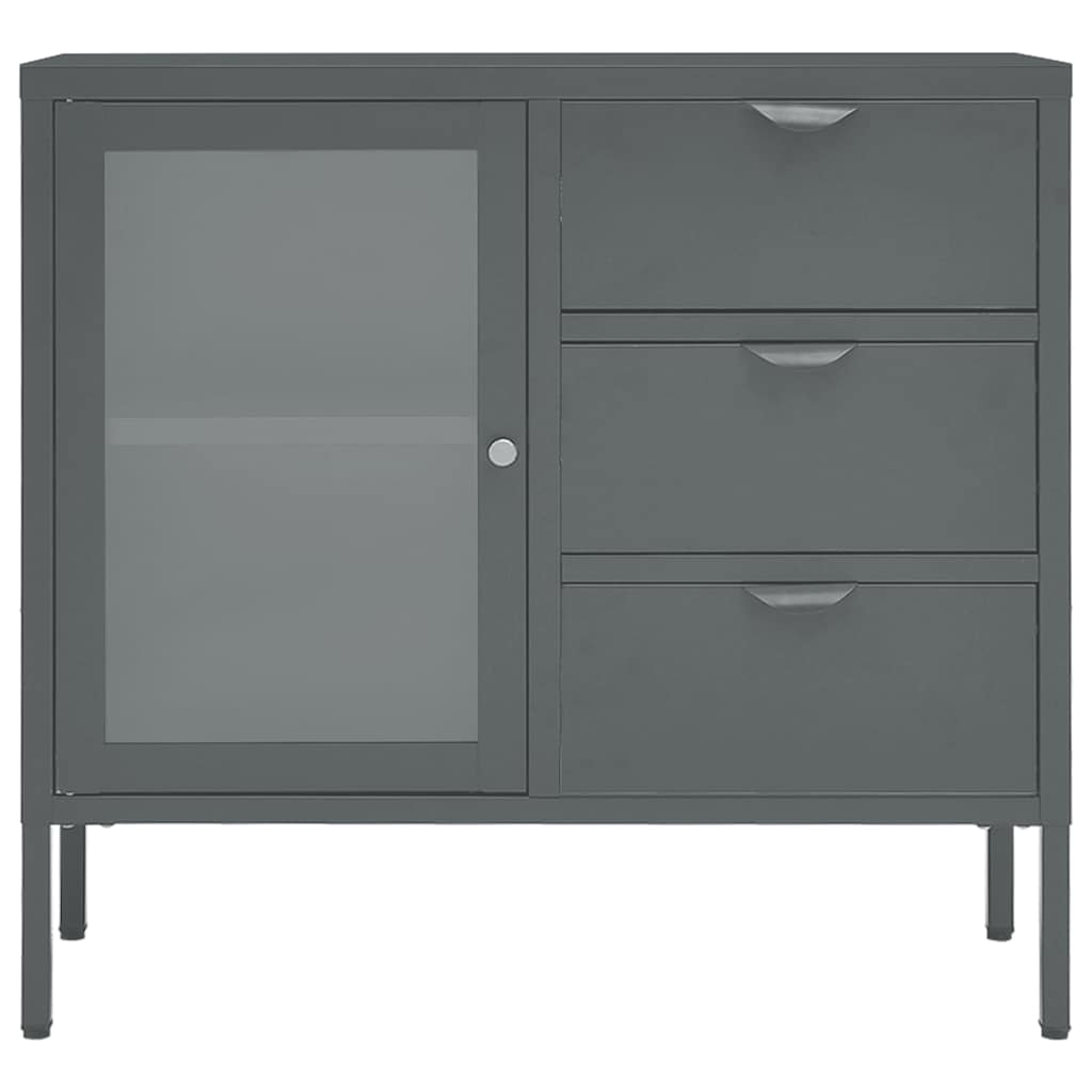 Sideboard 75x35x70 cm Steel and Tempered Glass Anthracite