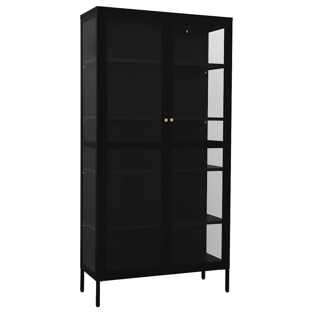 vidaXL Display Cabinet Black 90x40x180 cm Steel and Tempered Glass 2