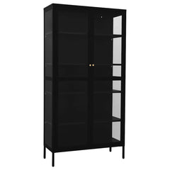 vidaXL Display Cabinet Black 90x40x180 cm Steel and Tempered Glass 2