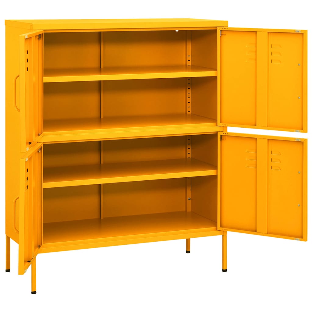 vidaXL Storage Cabinet Mustard Yellow 80x35x101.5 cm Steel 6