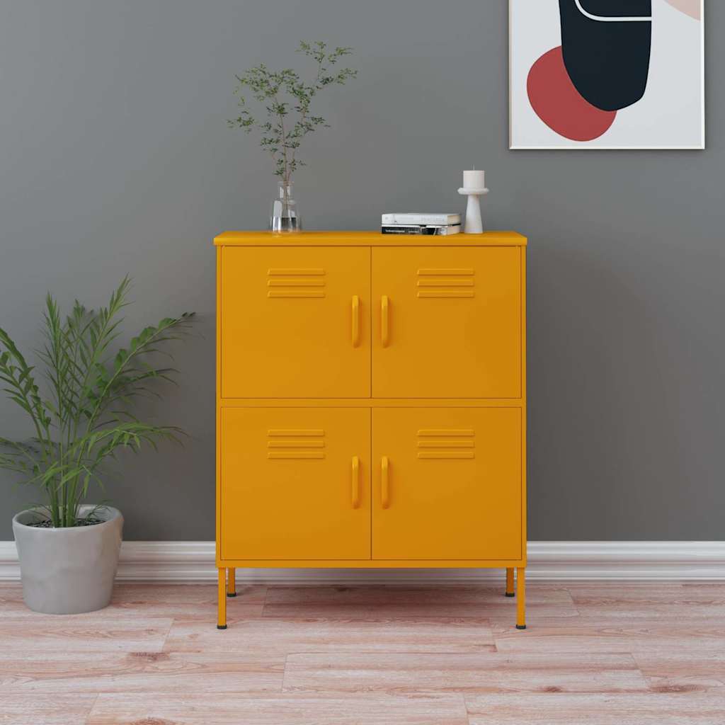 vidaXL Storage Cabinet Mustard Yellow 80x35x101.5 cm Steel 1