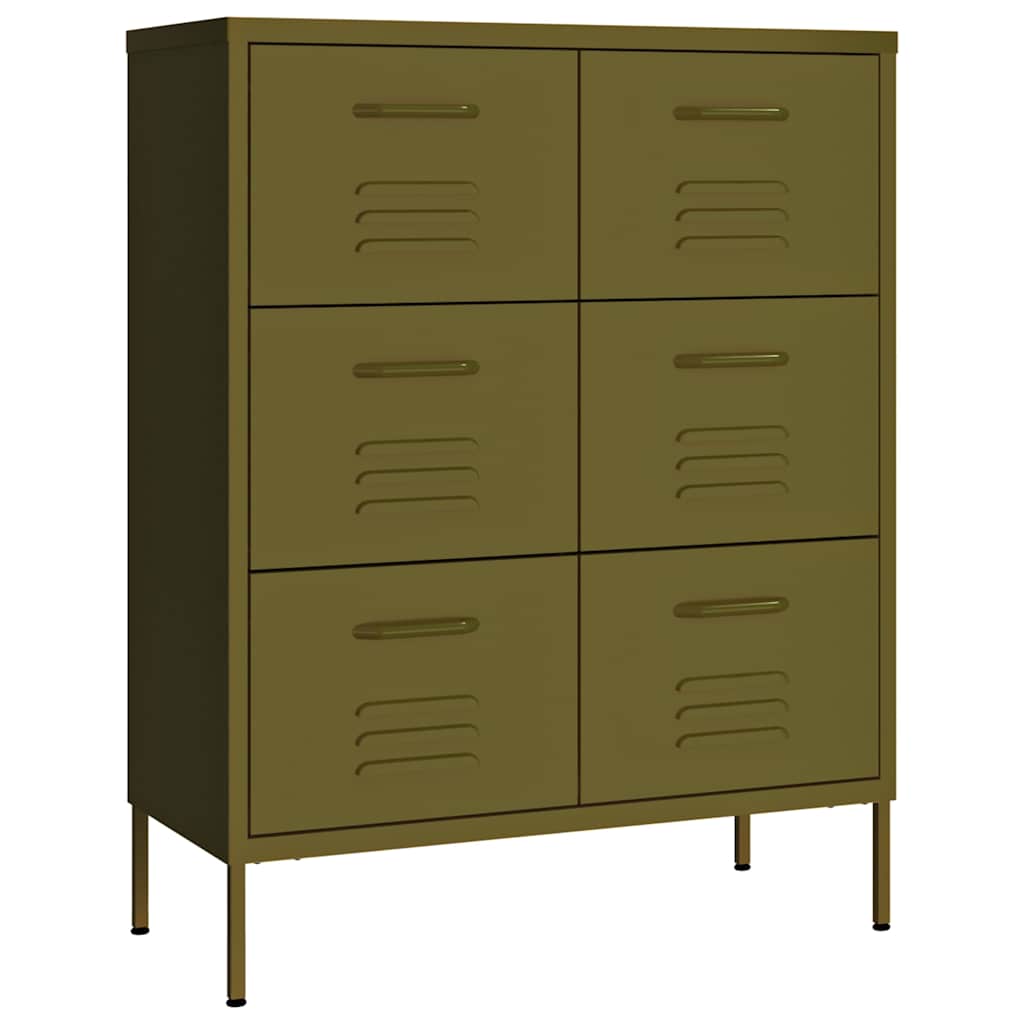 vidaXL Drawer Cabinet Olive Green 80x35x101.5 cm Steel 2