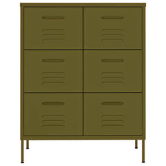 vidaXL Drawer Cabinet Olive Green 80x35x101.5 cm Steel 3