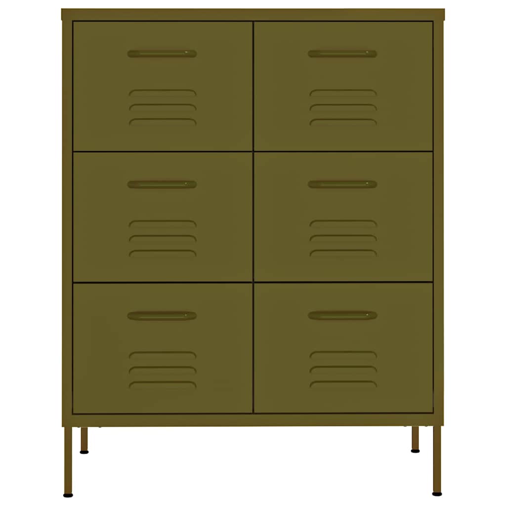 vidaXL Drawer Cabinet Olive Green 80x35x101.5 cm Steel 3