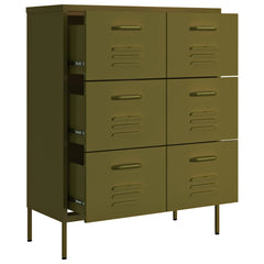 vidaXL Drawer Cabinet Olive Green 80x35x101.5 cm Steel 6