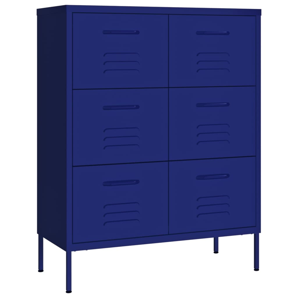 vidaXL Drawer Cabinet Navy Blue 80x35x101.5 cm Steel 2