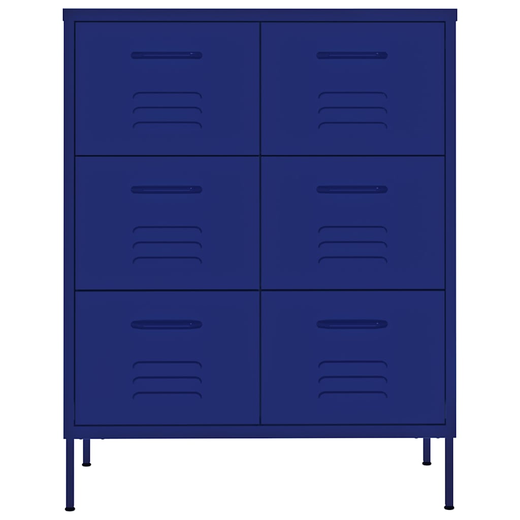 vidaXL Drawer Cabinet Navy Blue 80x35x101.5 cm Steel 3