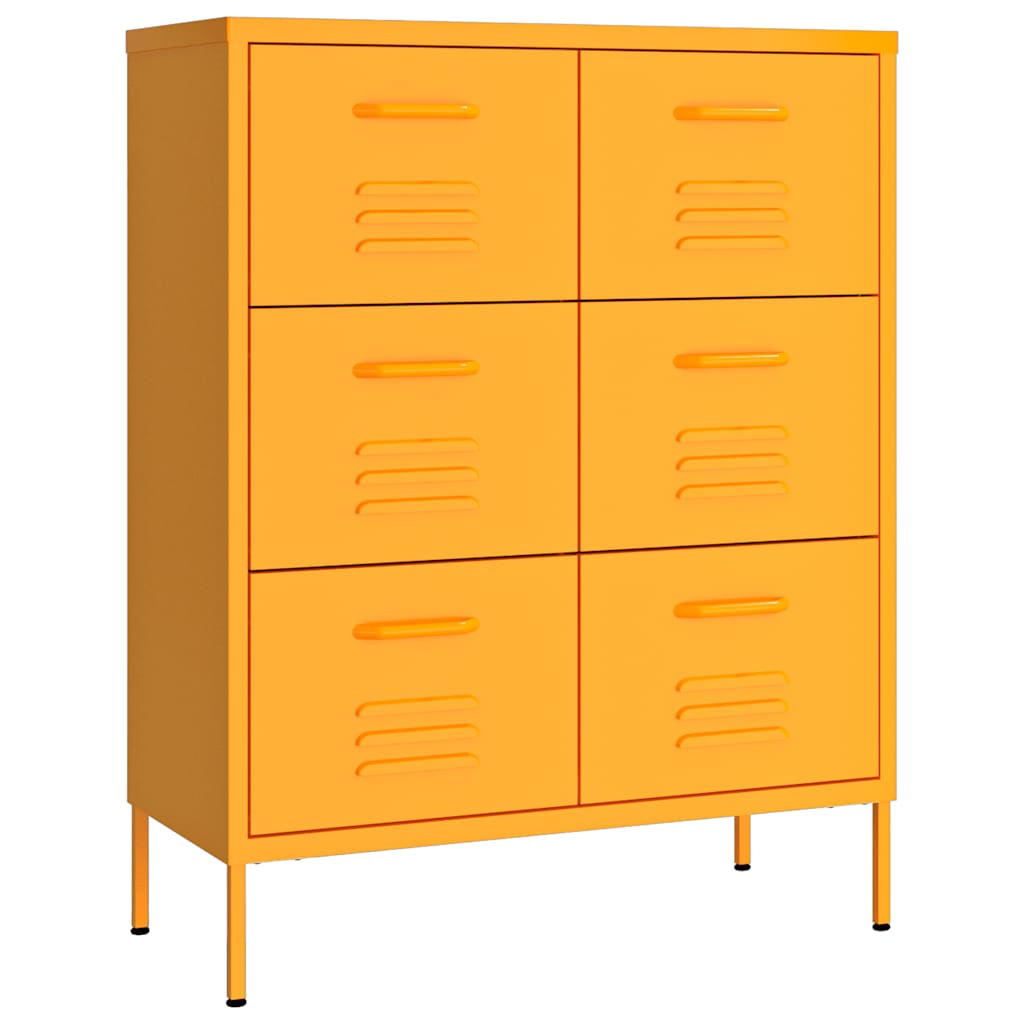 vidaXL Drawer Cabinet Mustard Yellow 80x35x101.5 cm Steel 2