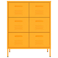 vidaXL Drawer Cabinet Mustard Yellow 80x35x101.5 cm Steel 3