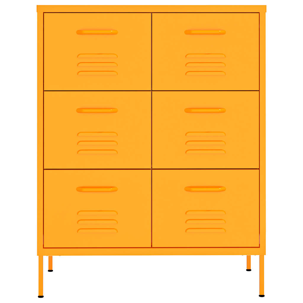 vidaXL Drawer Cabinet Mustard Yellow 80x35x101.5 cm Steel 3