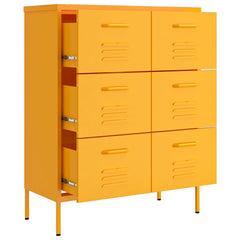 vidaXL Drawer Cabinet Mustard Yellow 80x35x101.5 cm Steel 6
