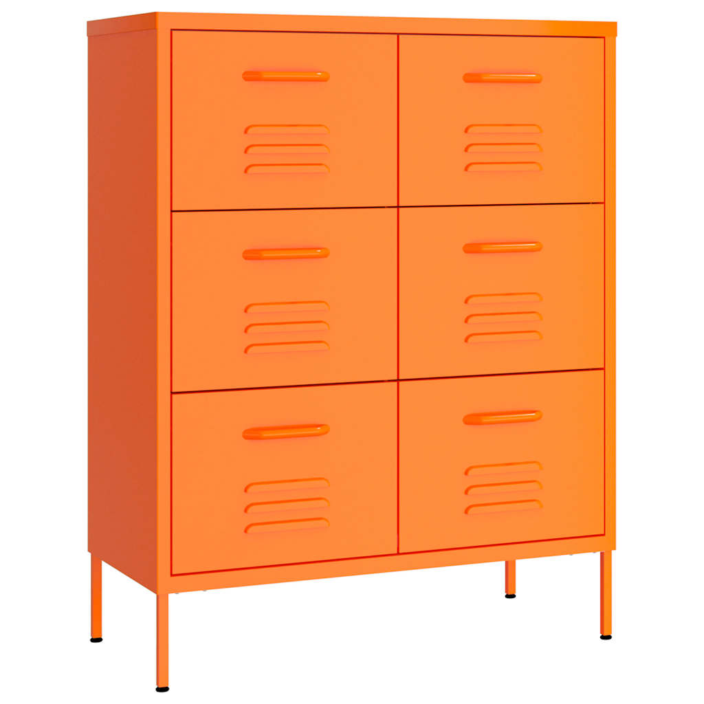 vidaXL Drawer Cabinet Orange 80x35x101.5 cm Steel 2