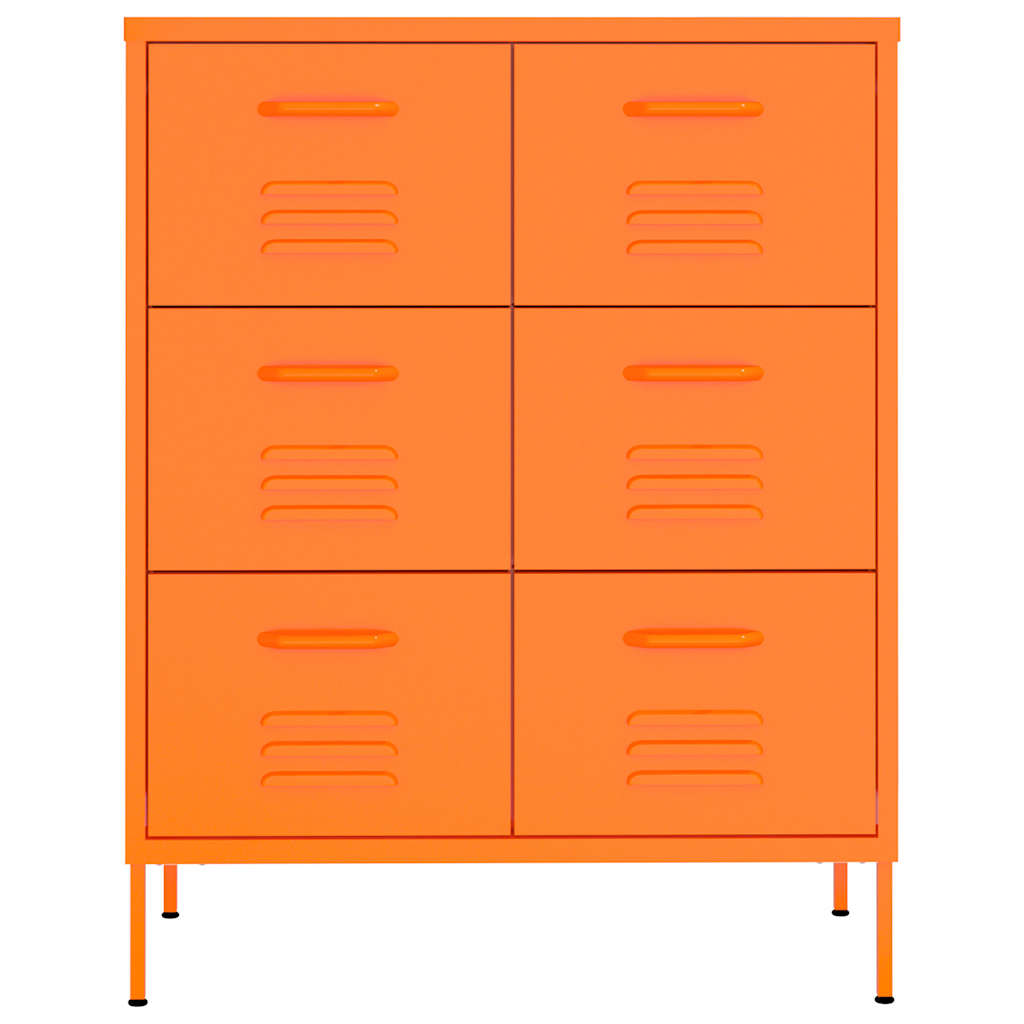 vidaXL Drawer Cabinet Orange 80x35x101.5 cm Steel 3