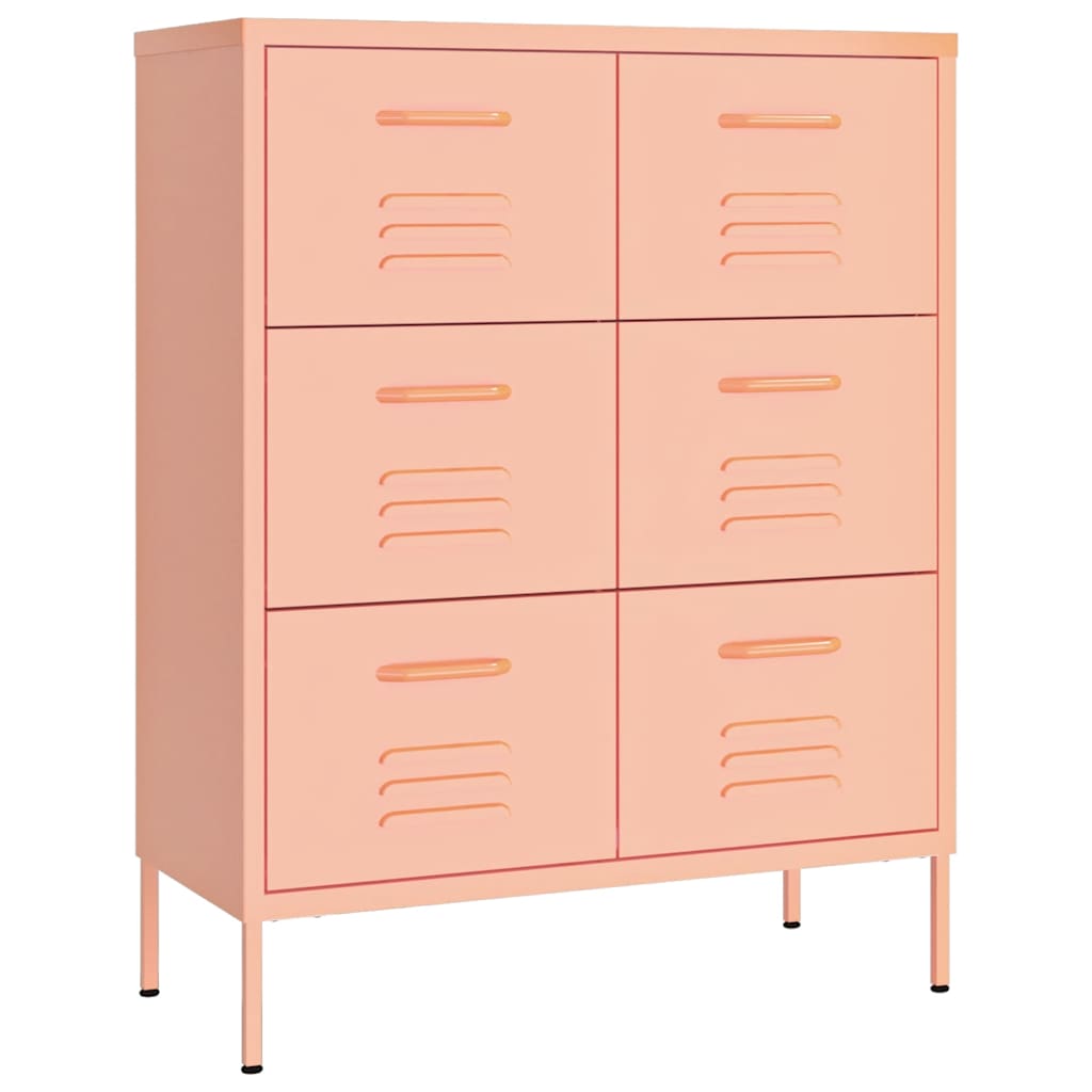 vidaXL Drawer Cabinet Pink 80x35x101.5 cm Steel 2