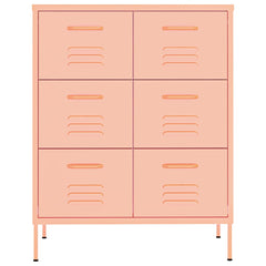 vidaXL Drawer Cabinet Pink 80x35x101.5 cm Steel 3