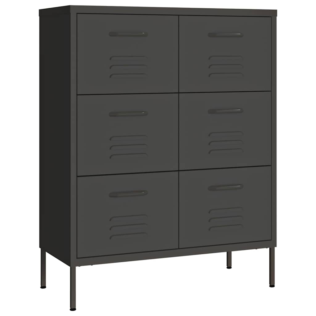 vidaXL Drawer Cabinet Anthracite 80x35x101.5 cm Steel 2