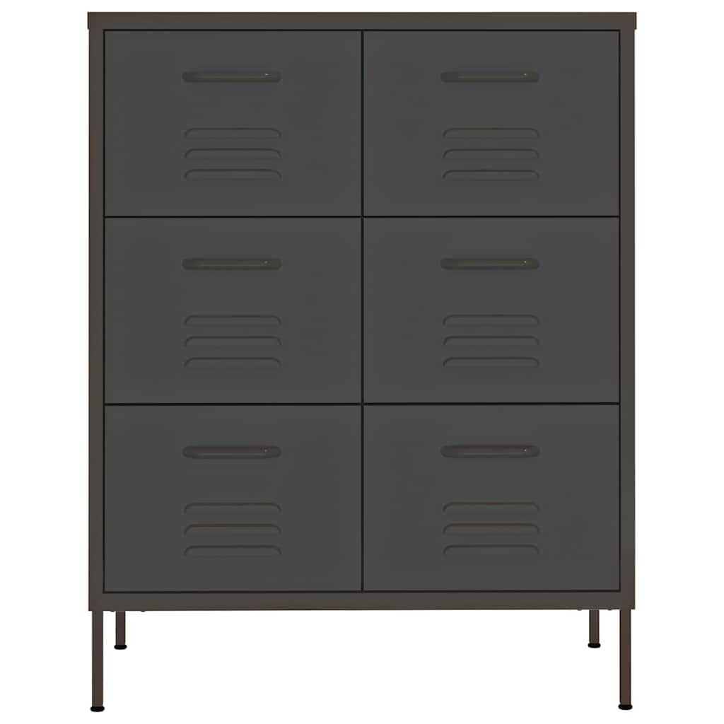 vidaXL Drawer Cabinet Anthracite 80x35x101.5 cm Steel 3