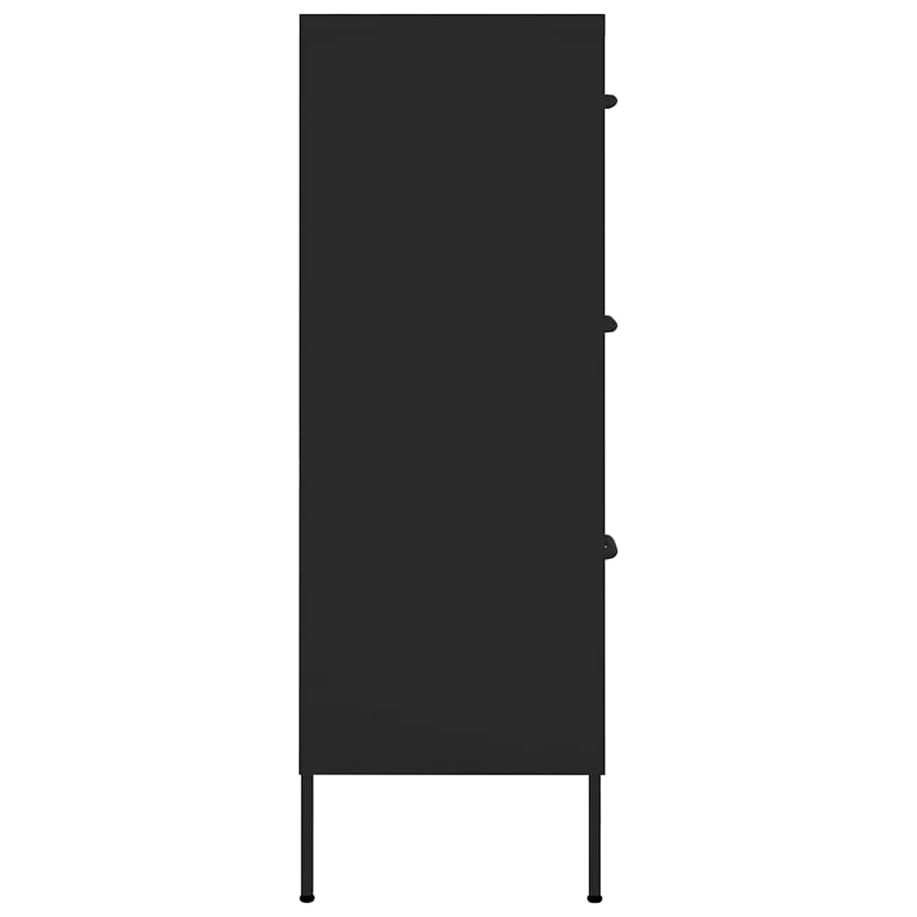 vidaXL Drawer Cabinet Black 80x35x101.5 cm Steel 4
