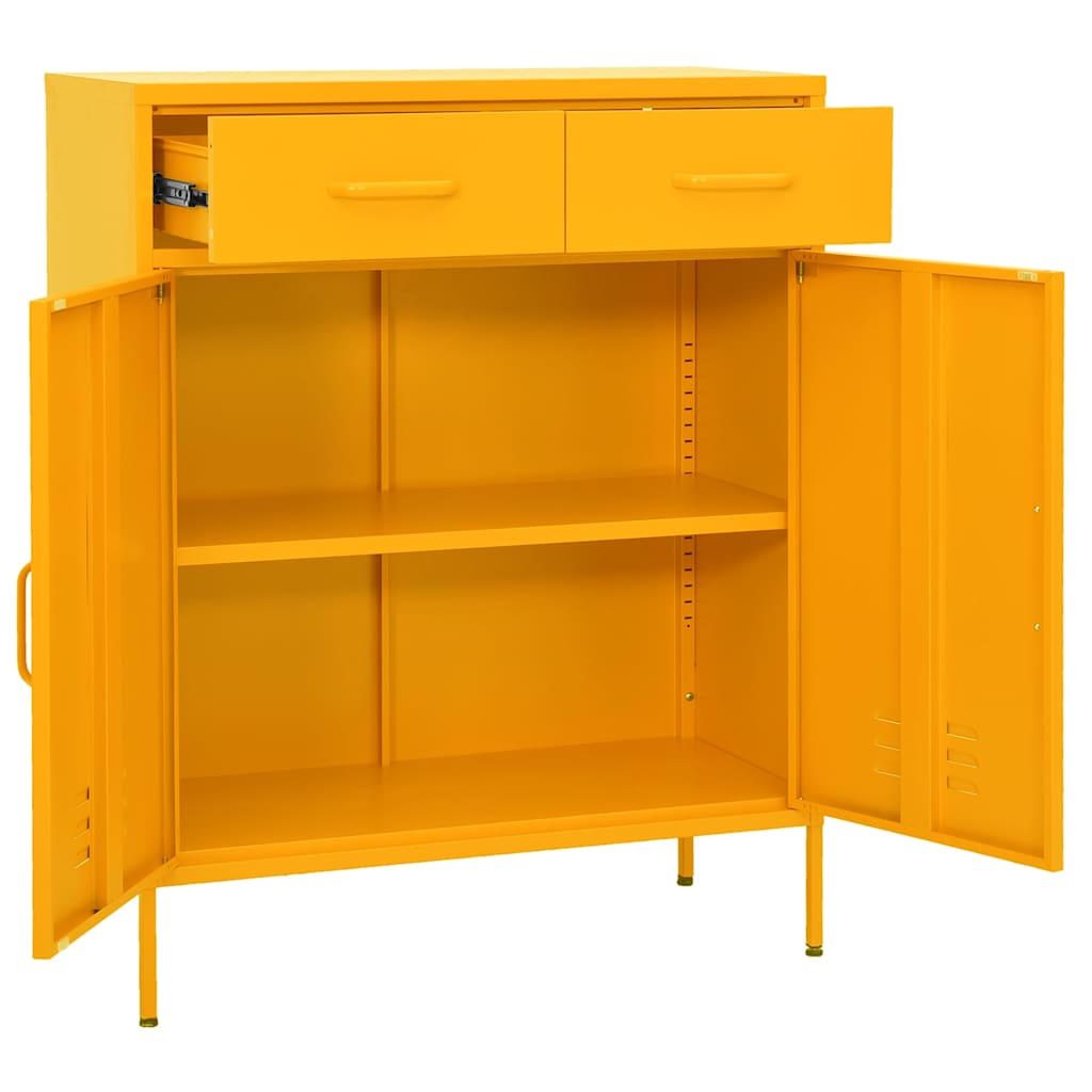 vidaXL Storage Cabinet Mustard Yellow 80x35x101.5 cm Steel 5