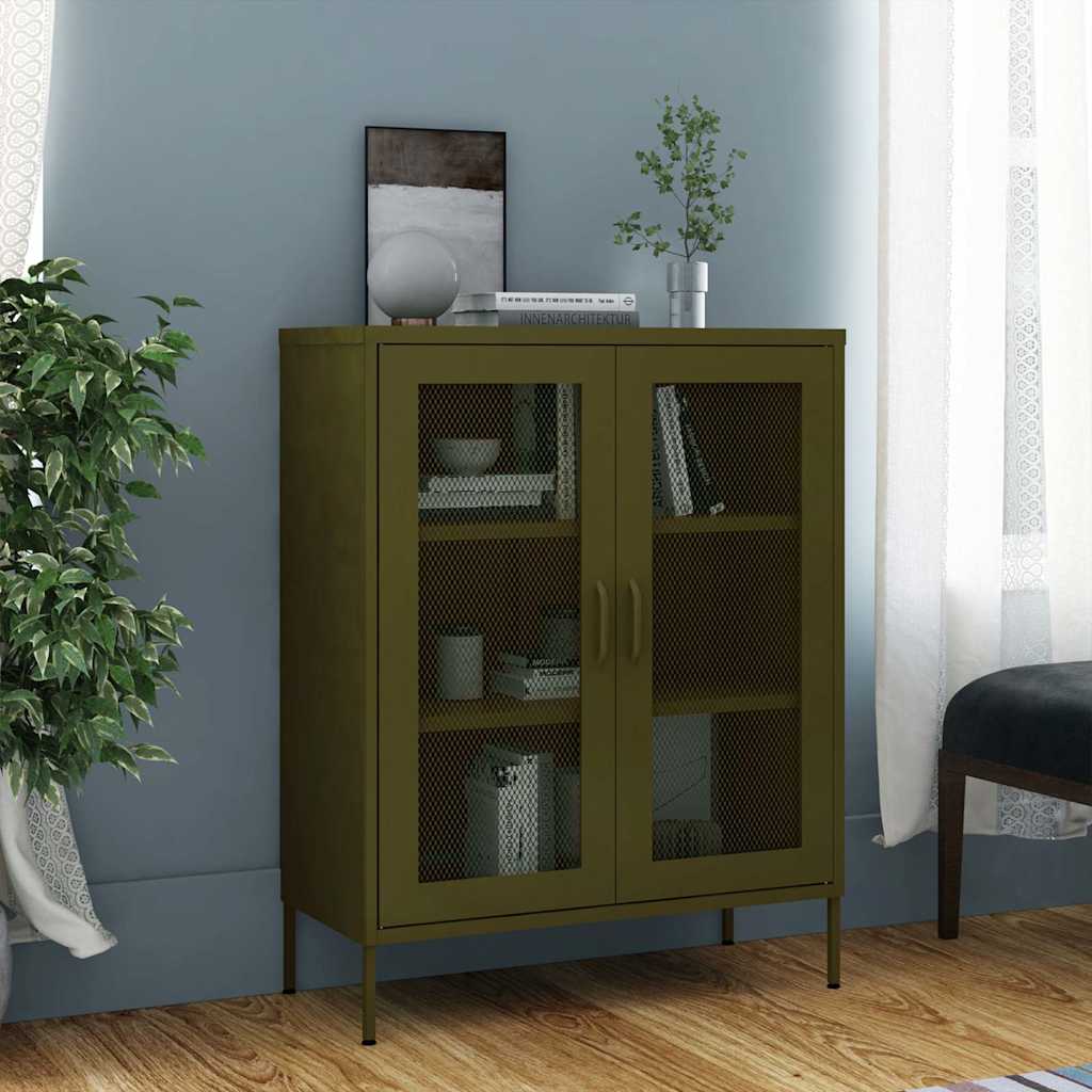 vidaXL Storage Cabinet Olive Green 80x35x101.5 cm Steel 1