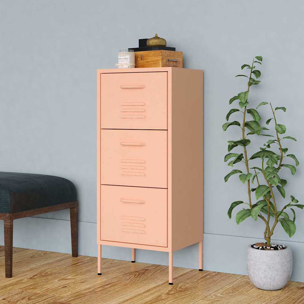 vidaXL Storage Cabinet Pink 42.5x35x101.5 cm Steel 1