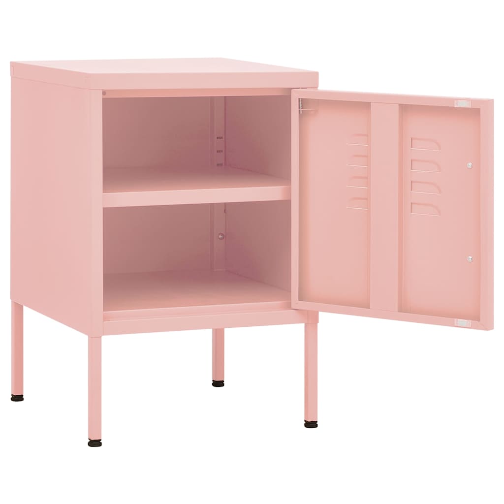 vidaXL Nightstand | Pink | Steel | Small | Levelers | Nightstand | Square 4