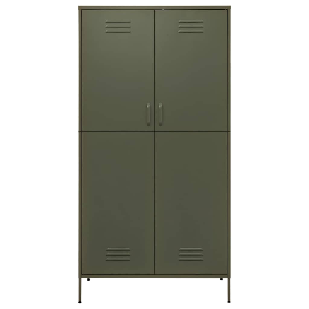Wardrobe 90x50x180 cm Steel Olive green