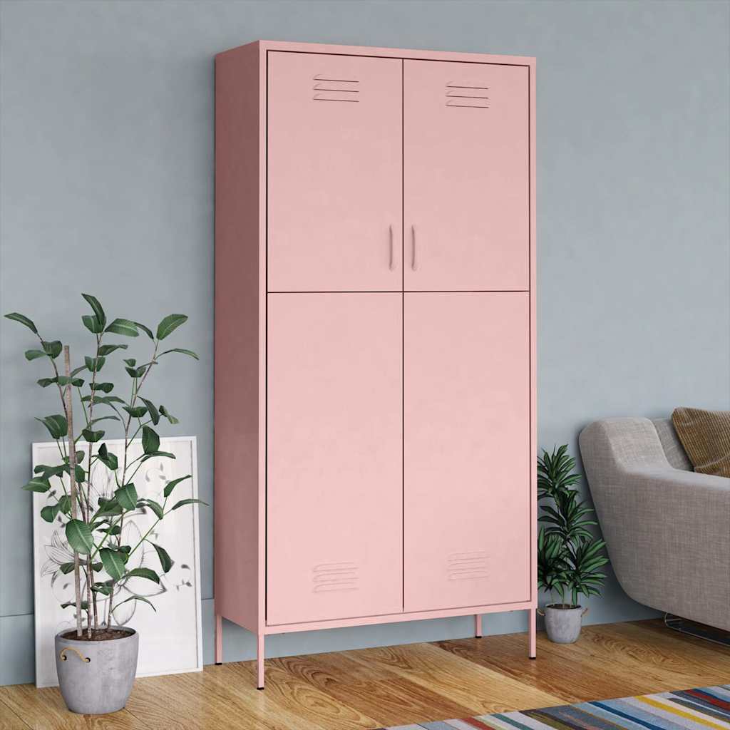 Wardrobe 90x50x180 cm Steel Pink