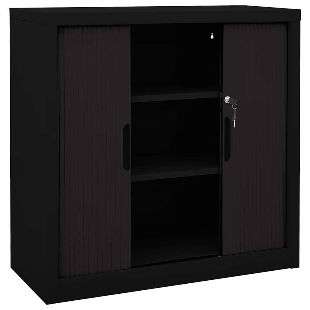 vidaXL Sliding Door Cabinet Black 90x40x90 cm Steel 5