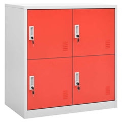Locker Cabinets 90x45x92,5 cm Steel With 4 lockers Light grey and red 1