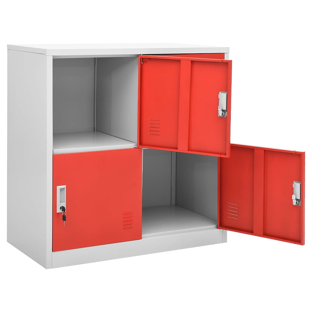Locker Cabinets 90x45x92,5 cm Steel With 4 lockers Light grey and red 1
