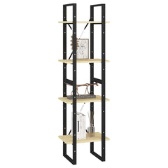 vidaXL Book Cabinet | Natural Wood, Black | Solid Pine Wood, Metal | 4-Tier 4
