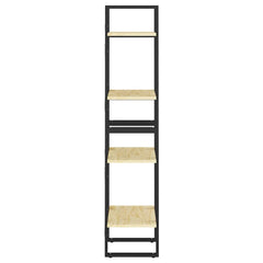 vidaXL Book Cabinet | Natural Wood, Black | Solid Pine Wood, Metal | 4-Tier 6