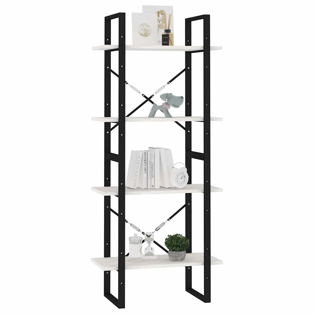 vidaXL Book Cabinet | White | Solid pine wood, Metal | 60x30x140 cm 4