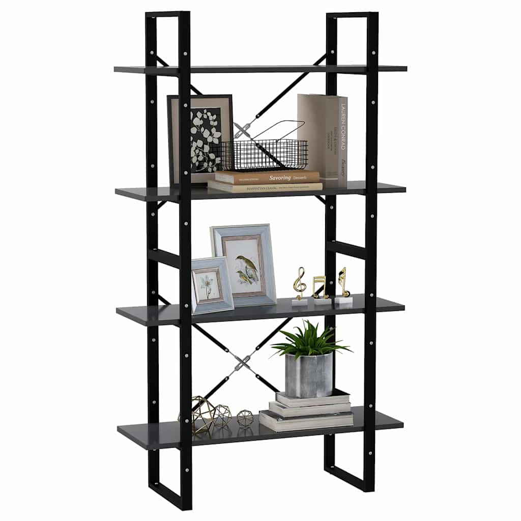 vidaXL Book Cabinet | Grey | Engineered wood, metal | 4-Tier | Book Cabinet 4