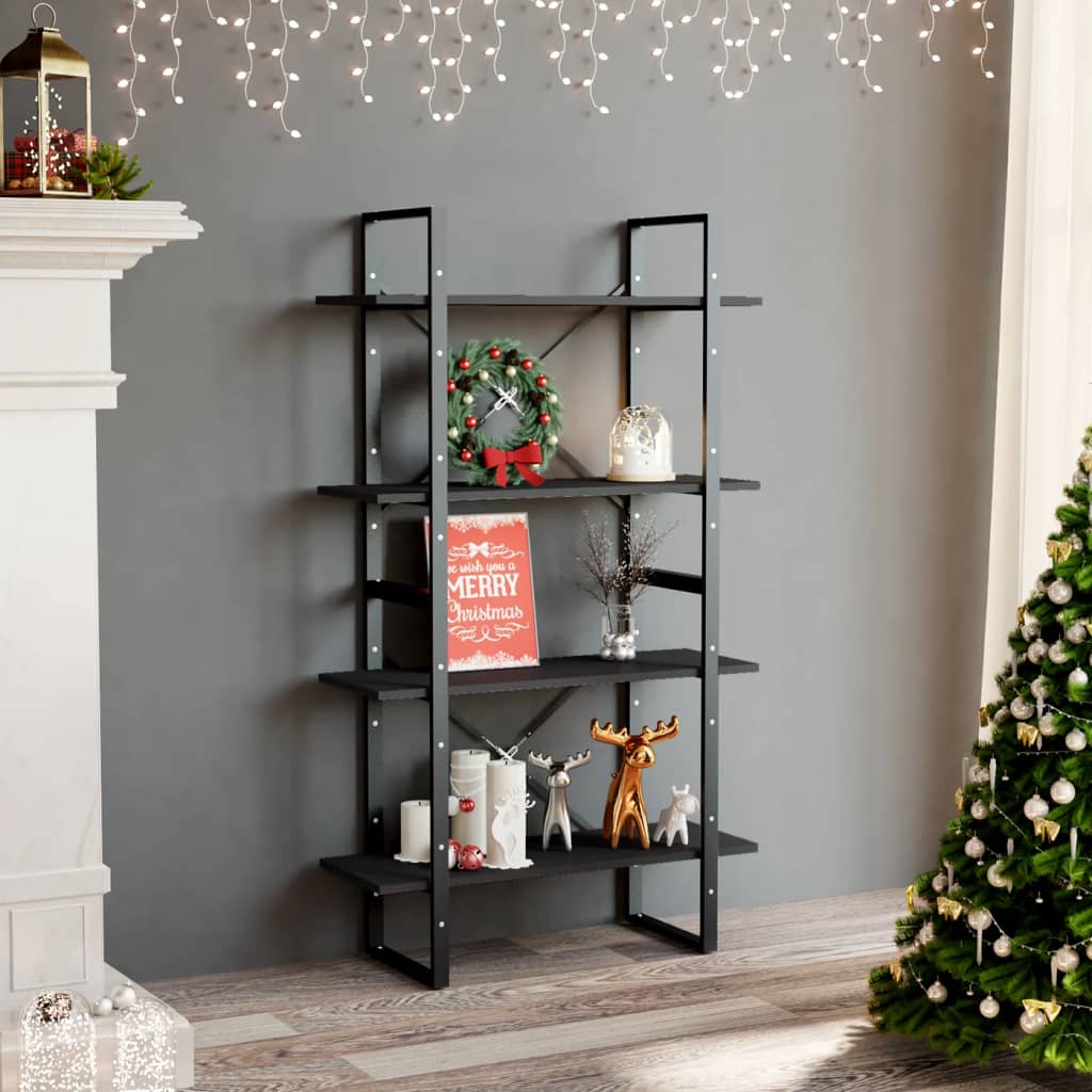 vidaXL Book Cabinet | Grey | Engineered wood, metal | 4-Tier | Book Cabinet 1